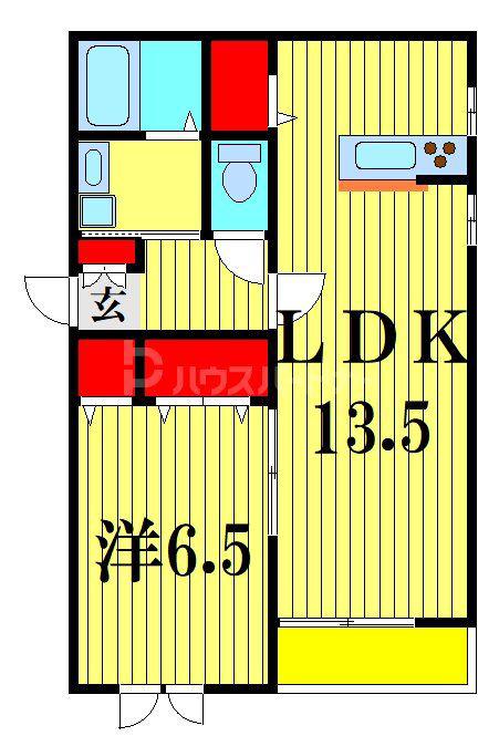 ボヌール・マ・メゾン(1LDK/1階)の間取り写真