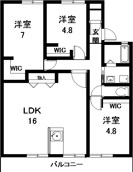 セジュール新守(3LDK/2階)の間取り写真