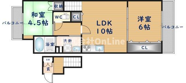 グリーンコートII番館(2LDK/2階)の間取り写真