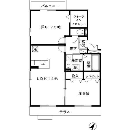 京成本線 京成小岩駅 徒歩11分 3階建 築19年(2LDK/1階)の間取り写真