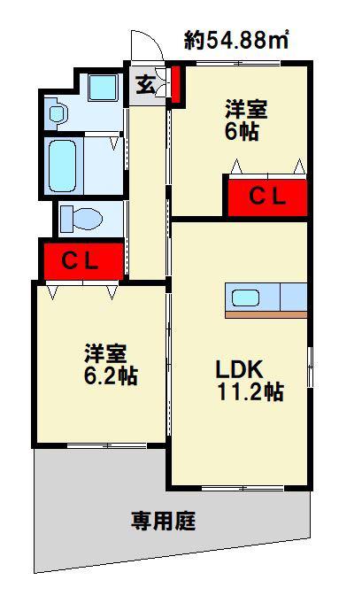 LUNA SOLEIL(2LDK/1階)の間取り写真