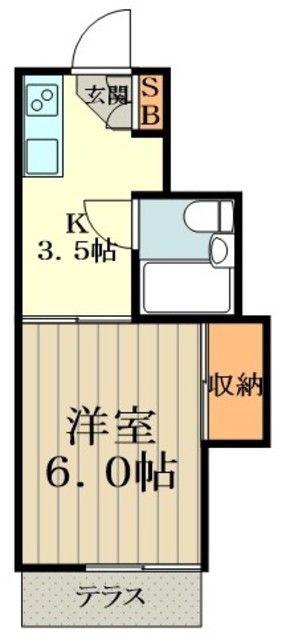 柿の木館(1K/2階)の間取り写真