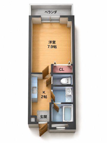 アパートメントMS(1K/3階)の間取り写真