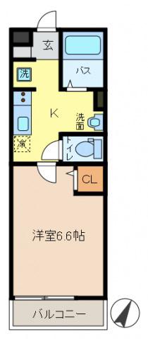 LALA FLAT(1K/2階)の間取り写真