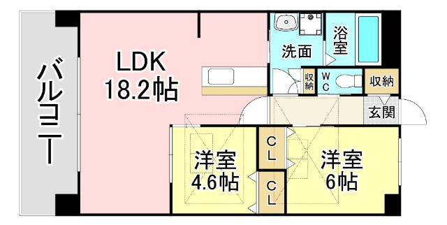 フラワーヒルズ(2LDK/2階)の間取り写真