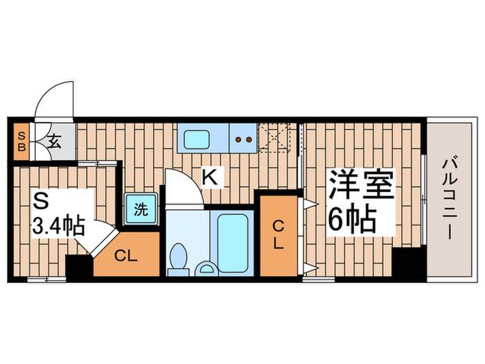 ステージ中馬込(1SK/2階)の間取り写真