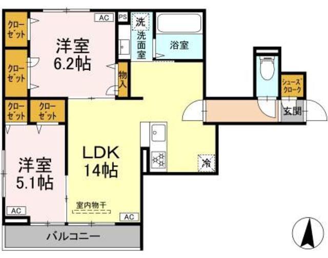 HILL′S大泉学園(2LDK/2階)の間取り写真