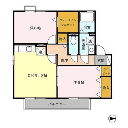 アタラクシアE(2DK/1階)の間取り写真