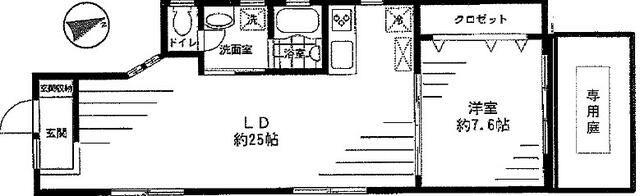 東急東横線 学芸大学駅 徒歩8分 3階建 築18年(1LDK/1階)の間取り写真