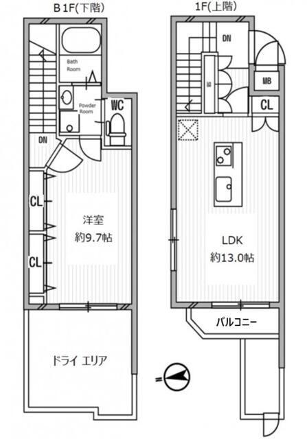 白金高輪レジデンス(1LDK/1階)の間取り写真