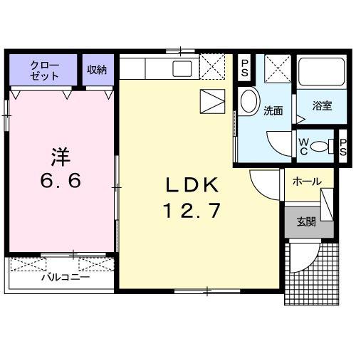 ウィルプライム(1LDK/1階)の間取り写真