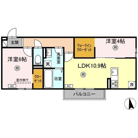エスペランサ(2LDK/2階)の間取り写真