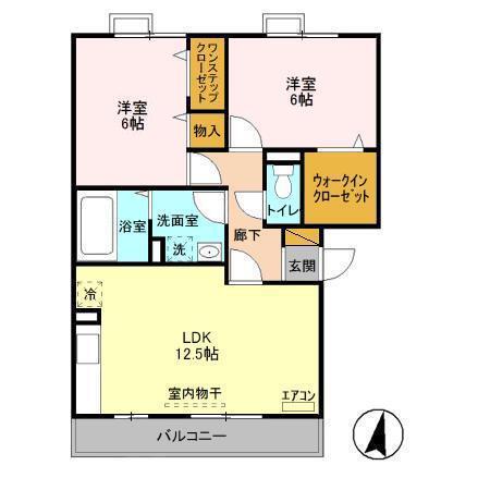 カーサフェリーチェAB(2LDK/2階)の間取り写真