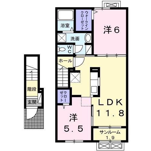 ニューポエム(2LDK/2階)の間取り写真