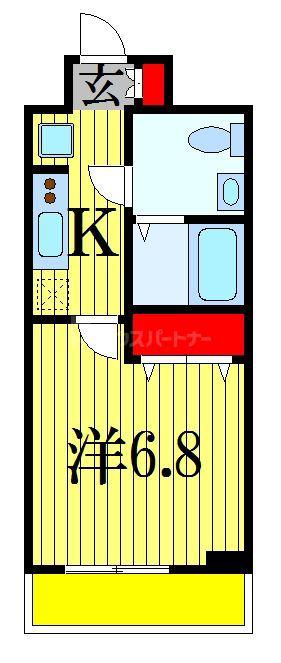 ラクラス下総中山(1K/8階)の間取り写真