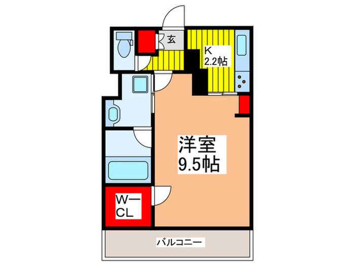 プレミアムコート(1K/2階)の間取り写真