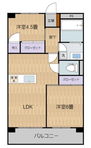 青山ハイツ(2LDK/6階)の間取り写真