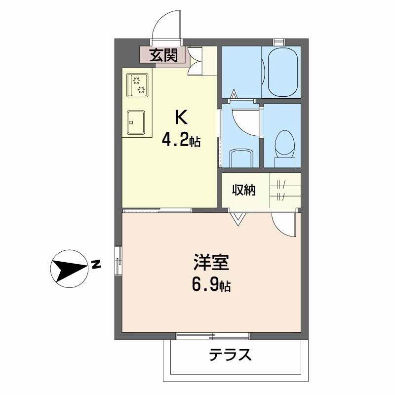 ヒルズ千里山(1K/1階)の間取り写真