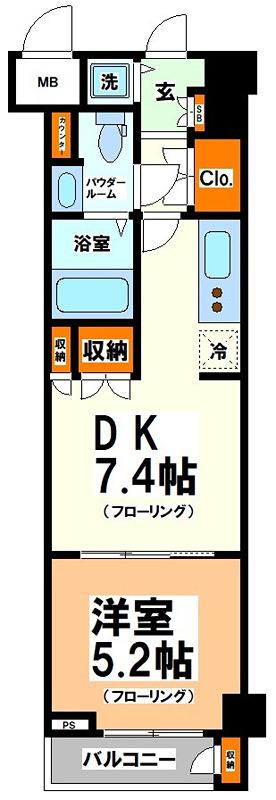 ドゥーエ参宮橋(1DK/1階)の間取り写真