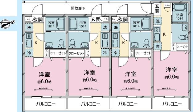 パル川越(1K/2階)の間取り写真