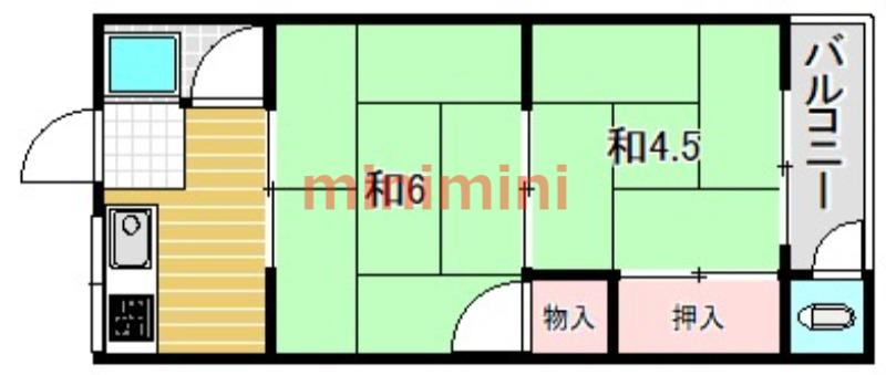 グリーンハイツ(2K/3階)の間取り写真
