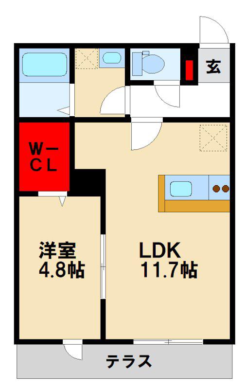 ファーデンベルク鳥栖(1LDK/1階)の間取り写真