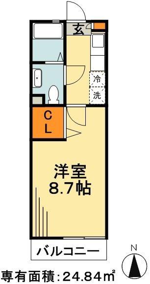 CORAL MIZUE(1K/2階)の間取り写真
