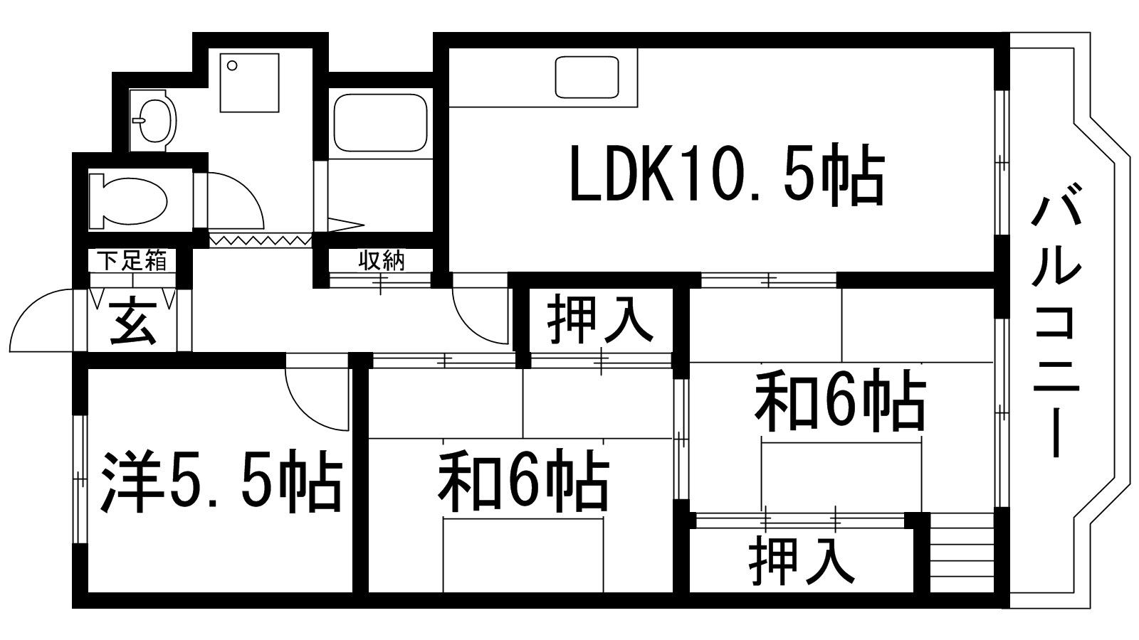 グリーンハイツ向陽(3LDK/5階)の間取り写真