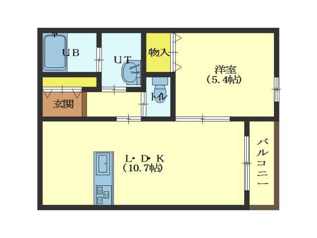 パーク五稜郭館(1LDK/1階)の間取り写真