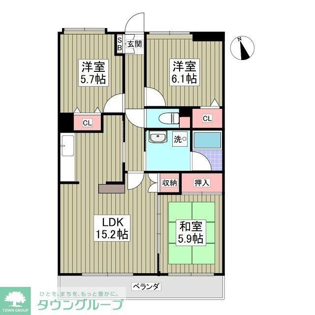 ワンダープレイス(3SDK/1階)の間取り写真