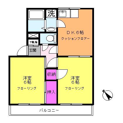 ハイツアルティカ(2DK/1階)の間取り写真