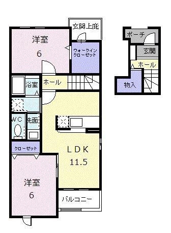 スペース ルーメンII(2LDK/2階)の間取り写真
