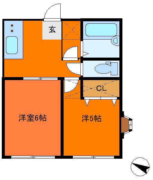 エトワール北小金(2K/2階)の間取り写真