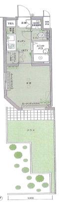 ルーブル芦花公園(1K/1階)の間取り写真