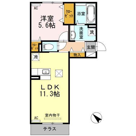 グランベージュII(1LDK/3階)の間取り写真