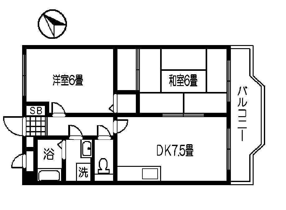 センチュリー21 B棟(2DK/2階)の間取り写真