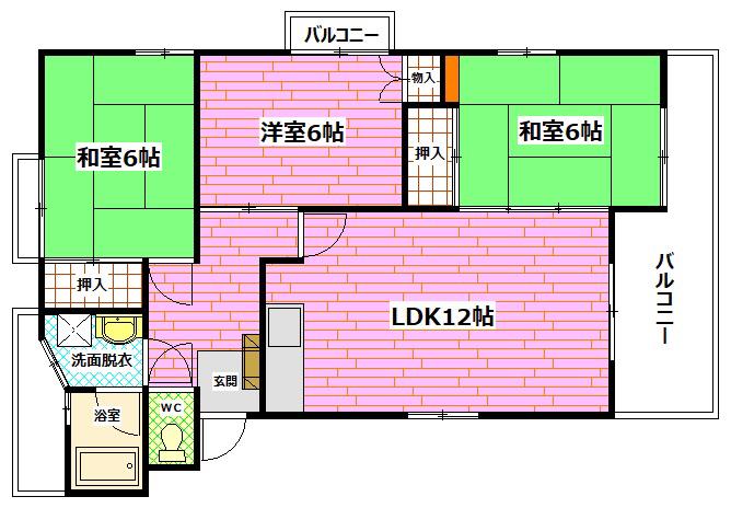メゾンハシモト(3LDK/3階)の間取り写真