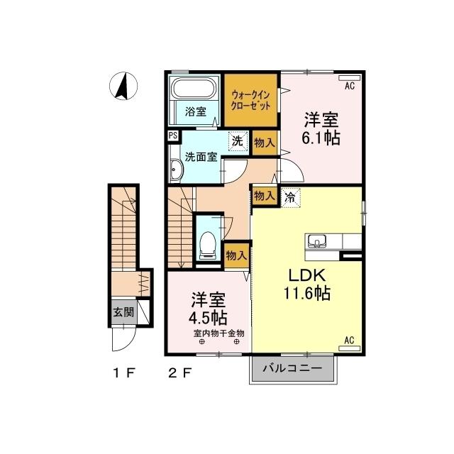 D-ROOM ヴァンフィールA(2LDK/2階)の間取り写真
