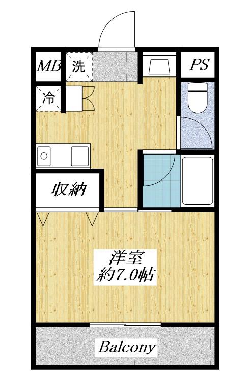 三沢NKマンション(1K/3階)の間取り写真