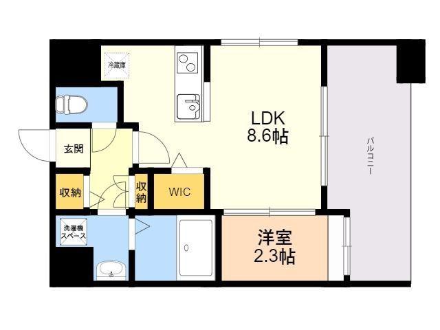 アルティザ博多南リバーフロント(1LDK/8階)の間取り写真