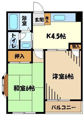 ブルーベリーハイム(2K/2階)の間取り写真