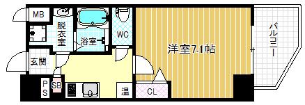 エイペックス京町堀II(1K/2階)の間取り写真