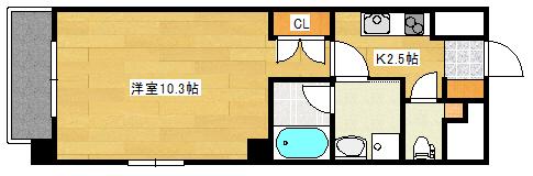 プランドール西観音(1K/2階)の間取り写真