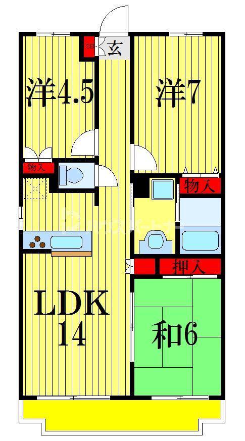 ホーム上の台(3LDK/2階)の間取り写真