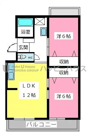 大西コーポラス(2LDK/3階)の間取り写真