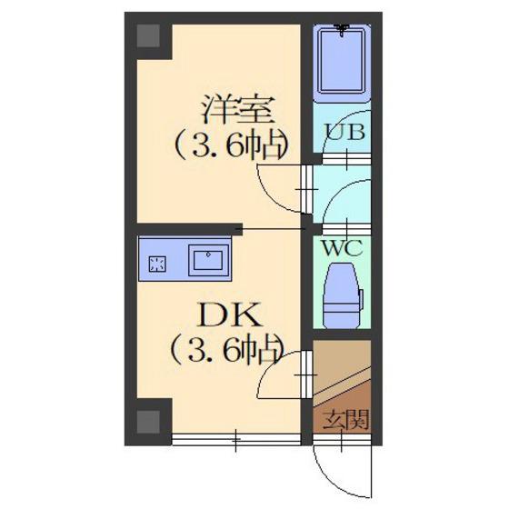 マキシタビル(1DK/3階)の間取り写真