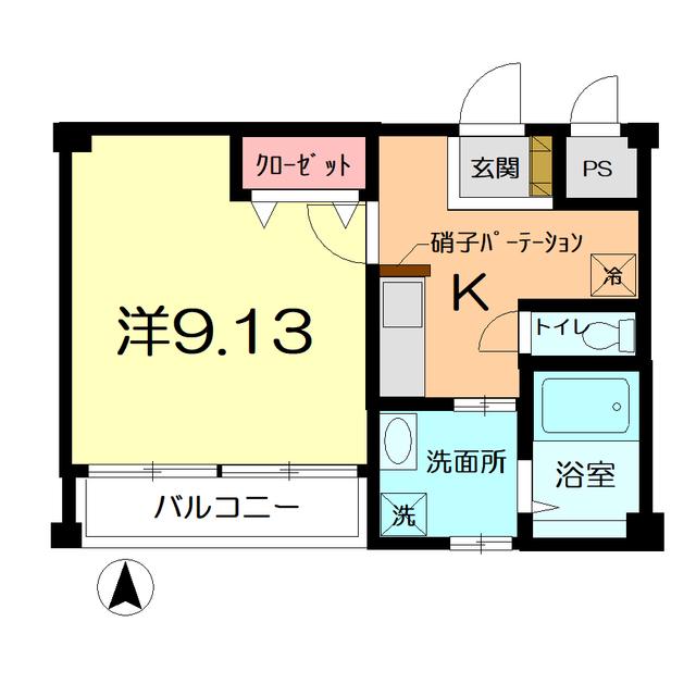ファインドコート(1K/2階)の間取り写真