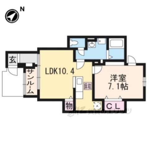 メゾンプラシード5(1LDK/1階)の間取り写真