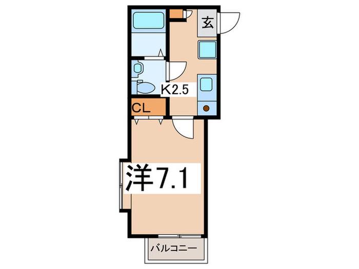 シルバ-ツイン(1K/2階)の間取り写真