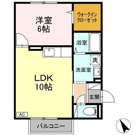 ジュネスK(1LDK/2階)の間取り写真